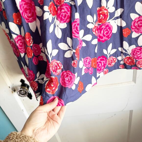 ModCloth High Waisted A-Line Rose Print Floral Skirt Size 1X Office Cute Garden - Picture 5 of 11
